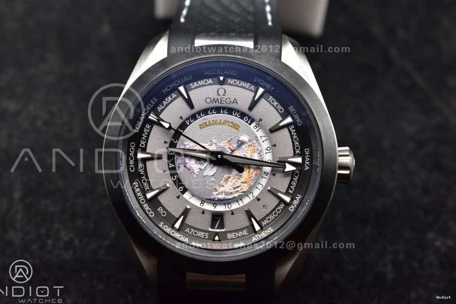 43mm VSF Edition A8938 Terra GMT Aqua Bracelet Worldtimer 1:1 Super on Best Clone SS Titanium 1217